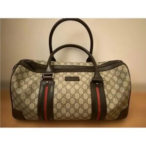 Gucci Beige and Dark Brown Duffel Bag